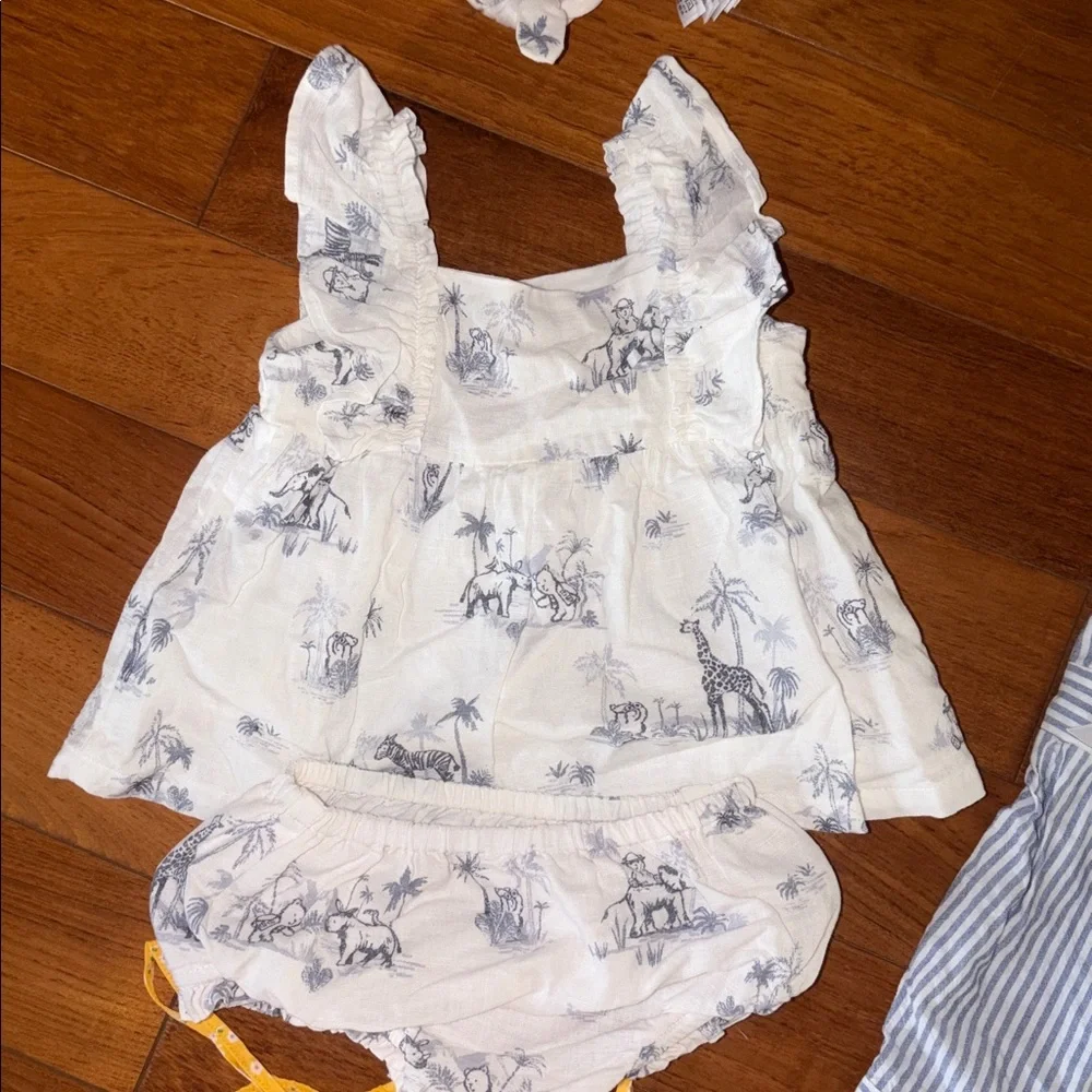 GAP Baby Romper set bundle lot Janie and jack 12 18 24 month White Blue - Picture 6 of 9